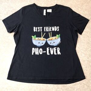 🍜 NEW Best Friends Pho-Ever Navy Novelty Tee T-Shirt, Size Large